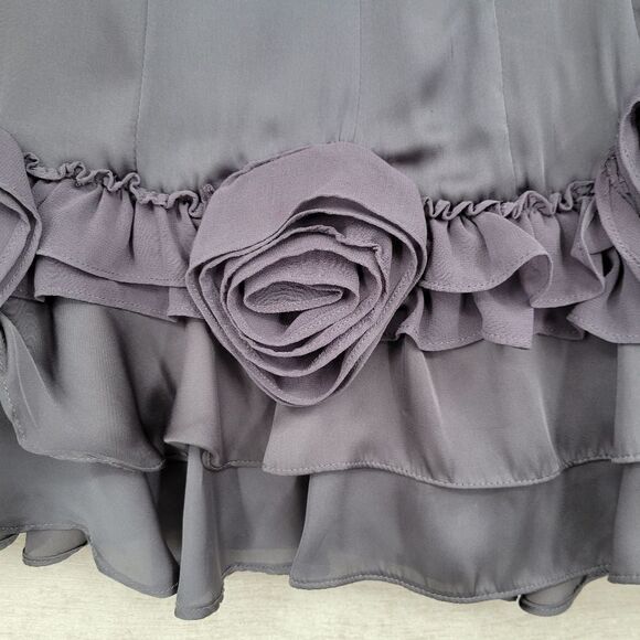 Ryu Smokey Purple Satin and Chiffon Ruffled Mini Skirt Women's Size Small - Picture 2 of 11